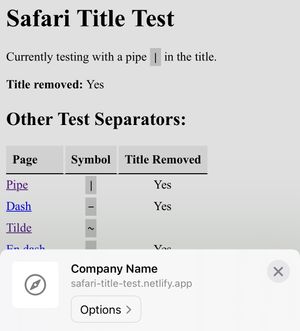 Screenshot of iOS share menu showing an edited title