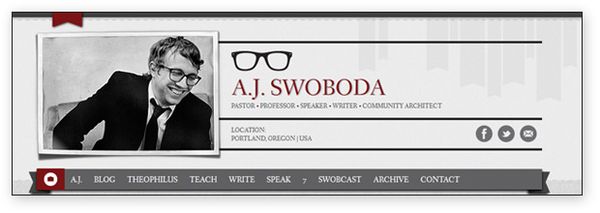 Header section screenshot of AJ's website Header section screenshot of AJ's website