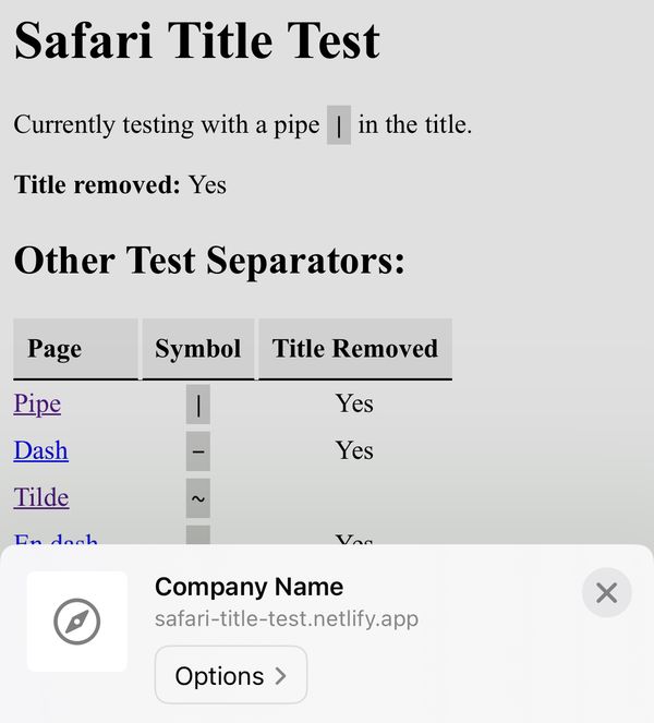 Screenshot of iOS share menu showing an edited title Screenshot of iOS share menu showing an edited title