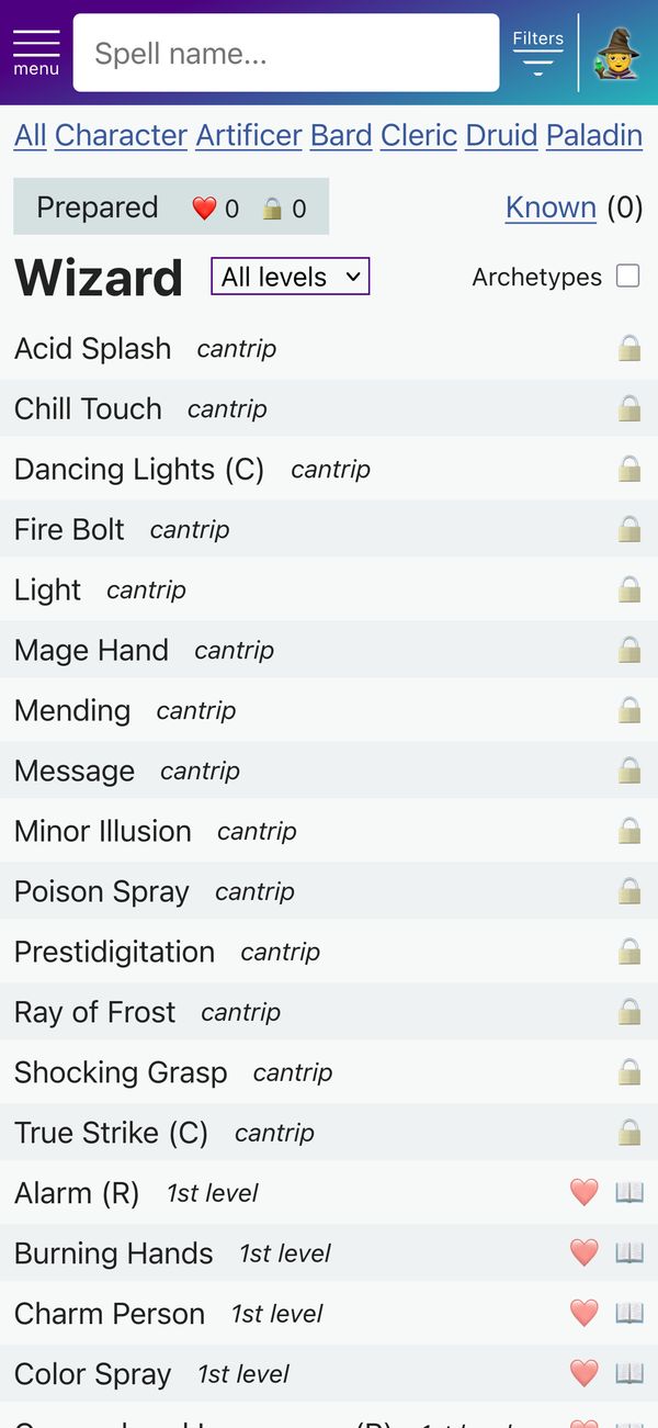 Spellbook app screenshot